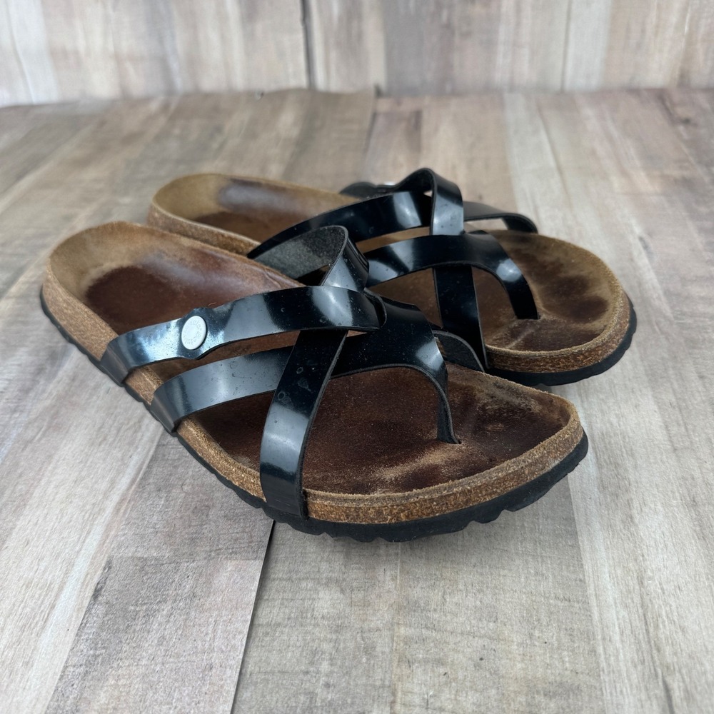 Betula Women's 41 Sandals Black Leather Open Toe Slides